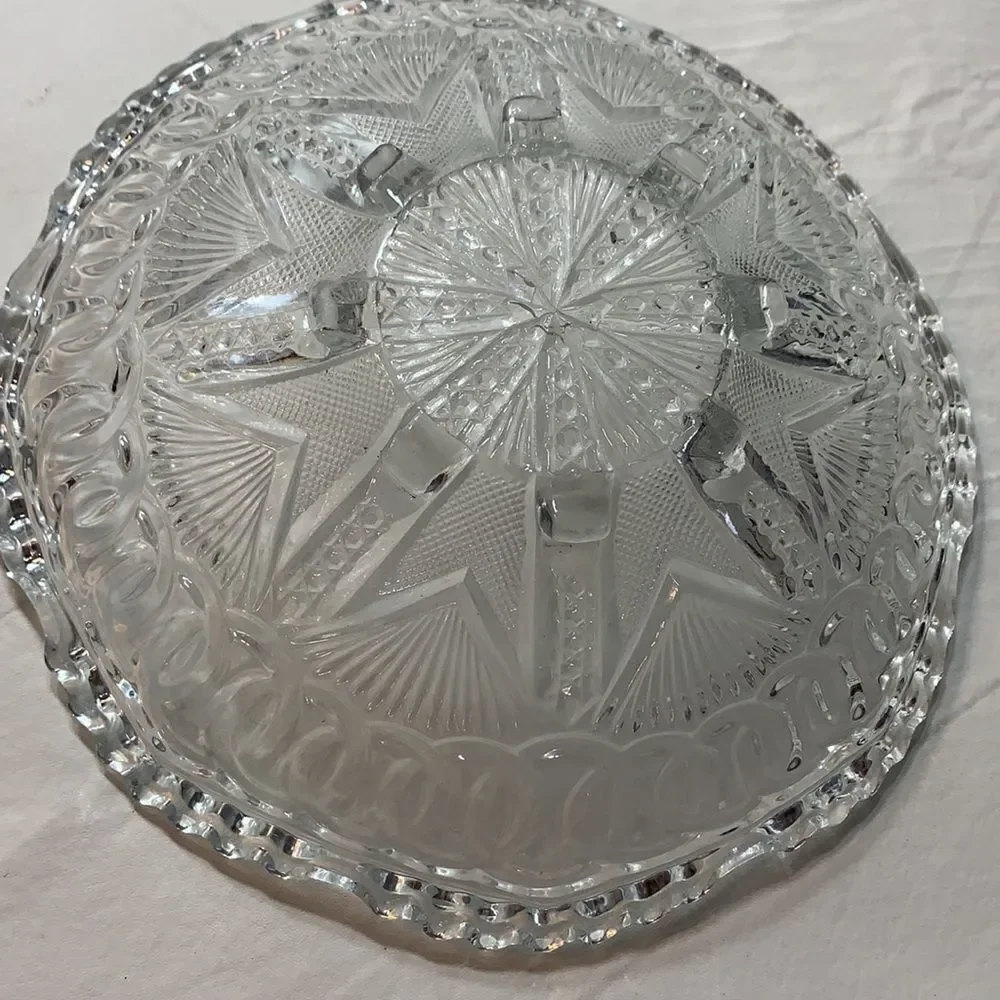 American Brilliant Period Vintage Scalloped Edge Cut Glass Crystal Serving Dish